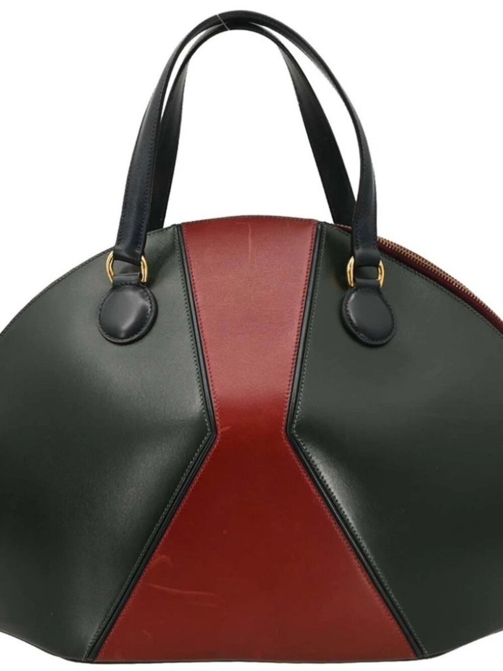 Hermes Vert Fonce Rouge H Box Calf Il de Veau Handbag 16 27 ◯V